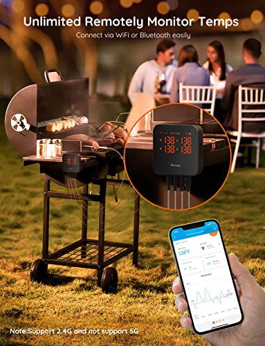 Govee Wifi Meat Thermometer, Wireless Meat Thermometer With 4 Probe, Smart Bluetooth Grill Thermometer With Remote App Notification Alert, Digital Rechargeable Bbq Thermometer For Smoker Oven Kitchen #TOP2