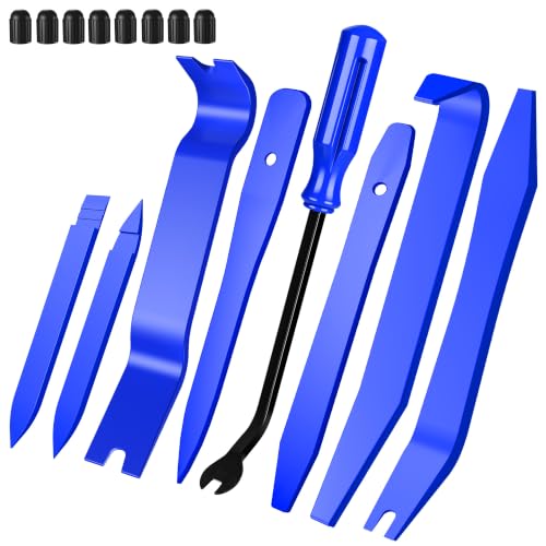 Image of 16Pcs Car Trim Removal Tool Set, Fastener Removal Tool with Stem Caps, Blue