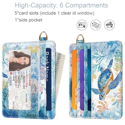 Image of Slim Minimalist Pocket Credit Card Holder Wallet Women | RFID Blocking Lightweight Thin Small Cute Card Cases, Turtle