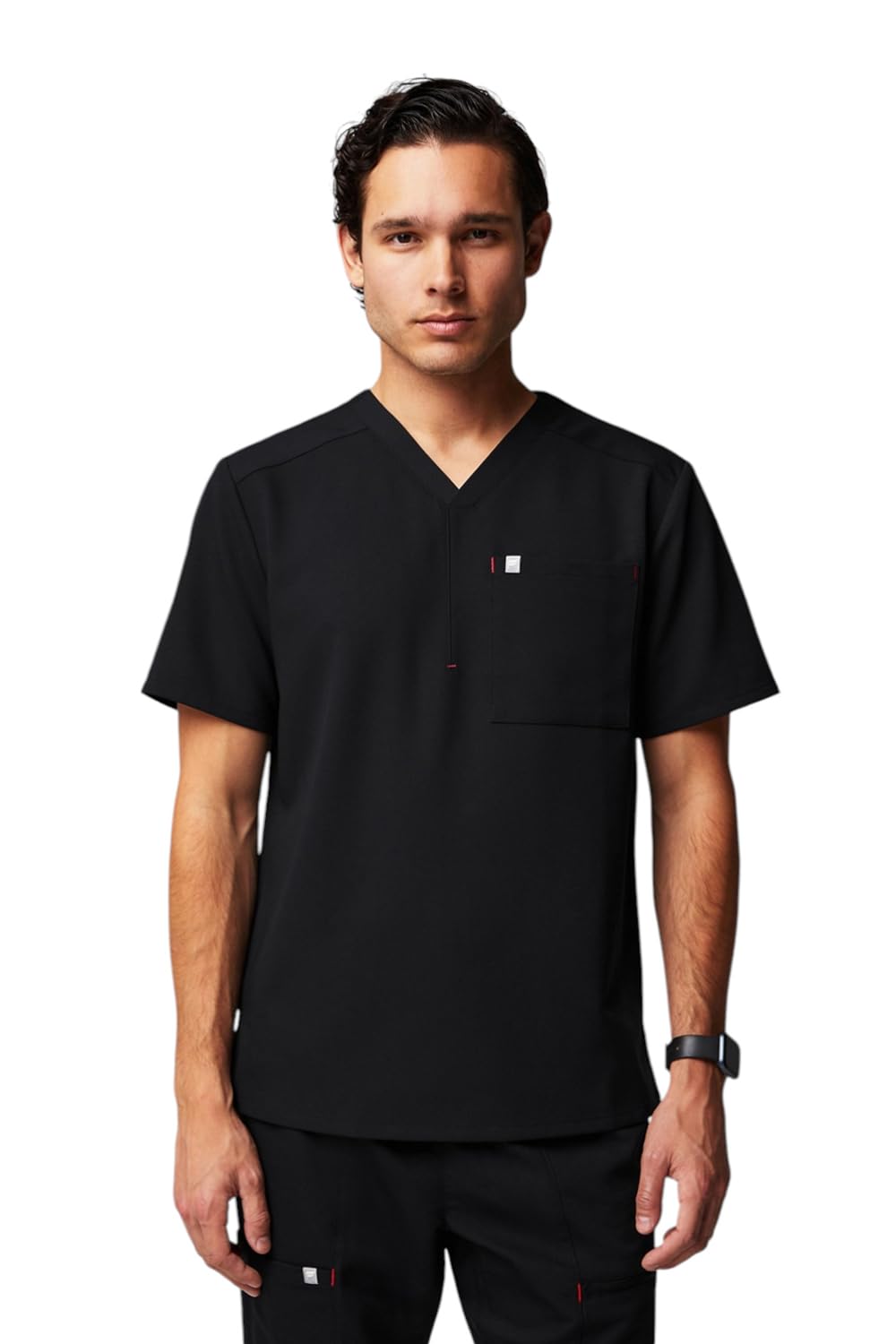 Fabletics Men's Helix 1-Pocket Scrub Top - MotionTech, Wrinkle-Resist, Chest Pocket, Anti-Shrink, Semi-Slim Fit