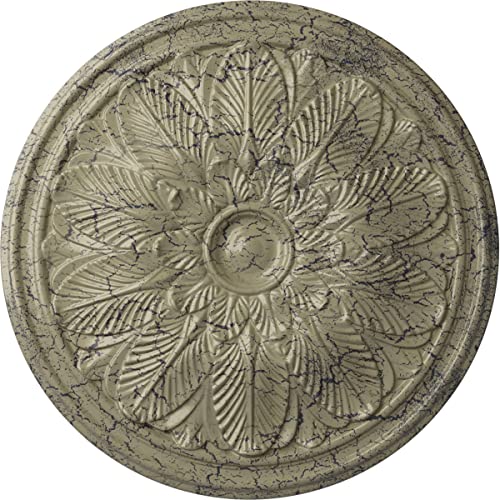 Image of Ekena Millwork CM22BOCSC 22-5 /8 x 1-3 /4 Bordeaux Ceiling Medallion, Castle Stone Crackle