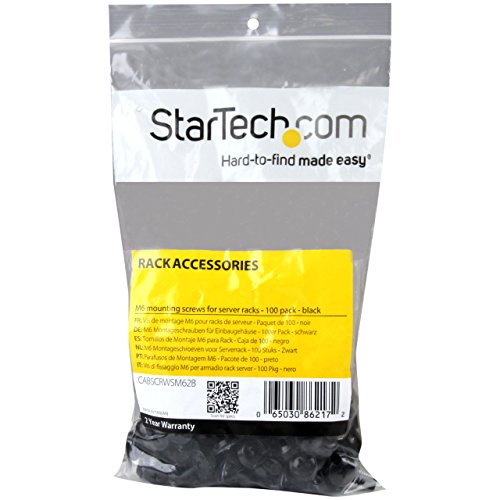 Image of StarTech 100-Pack M6 12mm Screws, Mounting Screws for 19 inch or 10 inch Server Racks, Cabinets and Enclosures, Black - TAA