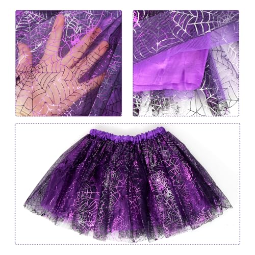 HUKUMA Halloween Kostüm Kinder,Spinne Kostüm Mädchen, Spinnenkostüm mit Tüllrock Spinnenrucksack Spinne Haarreifen, Costume Kids für Halloween, Karnevals, Fasching, Cosplay Themenpartys
