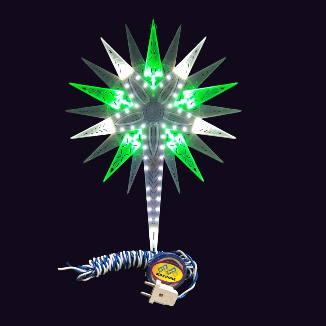 LED Star Jumbo Size 20 Petals Sunflower Christmas Decoration Xmas Hanging Light Decor Wire Plug Tape Combo