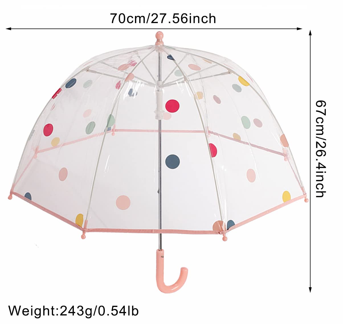 ThreeH 2 Paquets Parapluie pour enfants Léger Cadre en fibre de verre Coupe-vent Arceau de sécurité Perles arrondies pour Garçons Filles âgés de 3 à 10 ans