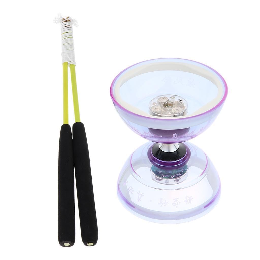 Set Diabolo Jonglage Juggle Dream Carousel - Triple Roulement à Billes + Baguettes Aluminium - Violet
