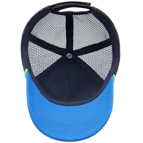 Image of Duoyeree Toddler Baseball Hat, Dinosaur Mesh Adjustable for 0-8T Kids | 60% cotton blend, full mesh back ventilation; curved UV brim, velcro strap, sizes 0-8T for beach outdoor summer