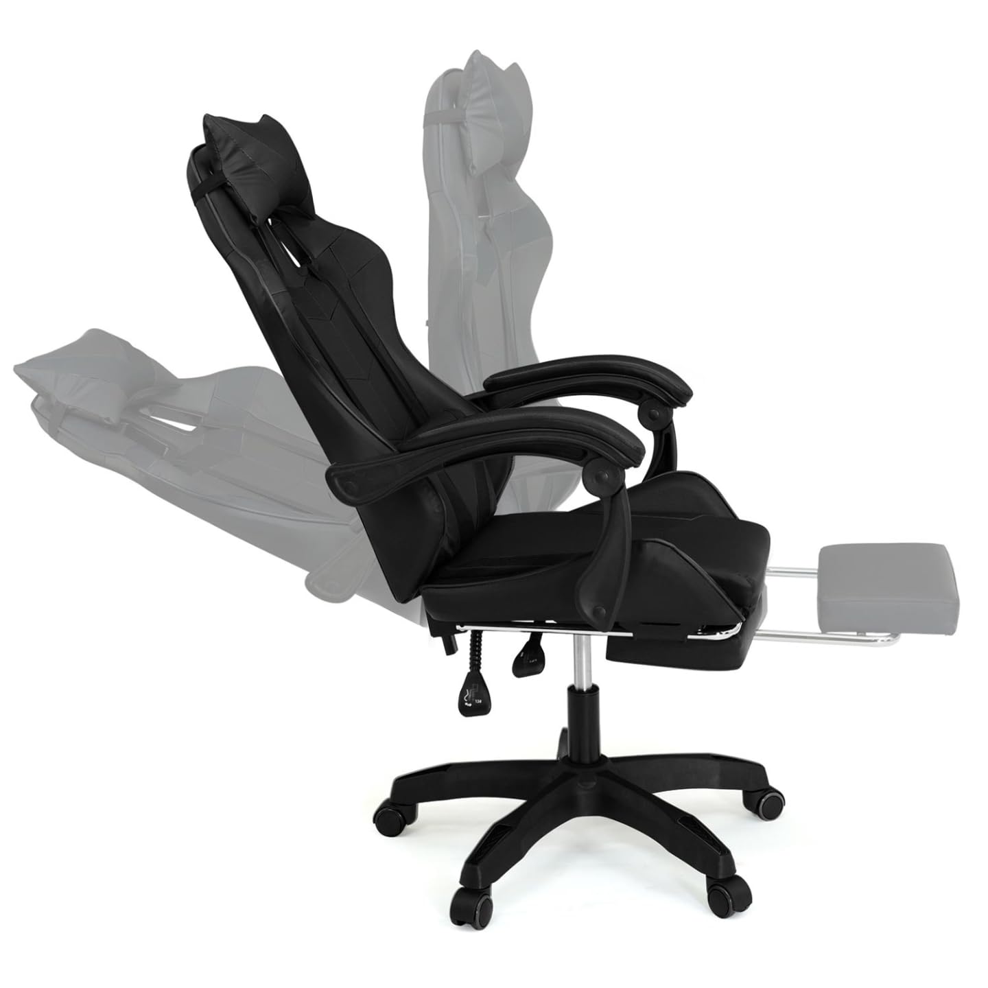 IDMarket - Fauteuil de Gaming Alex réglable avec Repose-Pied Noir