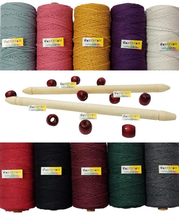 Varenyam 3 Ply Twisted Macrame Thread 3mm (Each Color 12 Meter) with ...