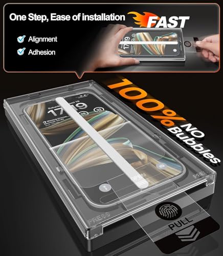Image of EZ-GLAZ-4 Pack for iPhone 16 Pro Max Screen Protector[6.9 inch] 9H+ Hardness 12FT Military Grade Shatterproof Long Durable Tempered Glass Film with Flawless Fit Box, HD Clear, Scratch Resistant