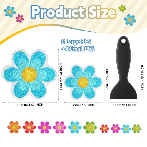Image of Secopad 10PCS Flower Bathtub Non Slip Stickers with Scraper, Multicolor