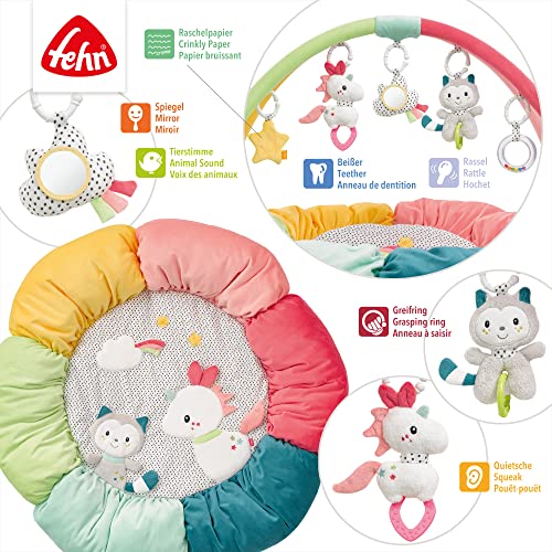 Fehn-3-D-Activity-Nest-Spielbogen-Aiko-Yuki--Baby-Krabbeldecke-rund-mit-5-abnehmbaren-Spielzeugen-zum-Greifen--Spieldecke-fur-Babys-und-Kinder-ab-0-Monaten--Krabbelmatte-als-Geschenk-zur-Geburt