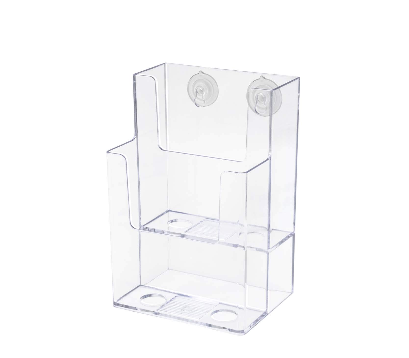 Marketing Holders 6 Pack Suction Cup Brochure Holder for 4" Rack Cards and Pamphlets Window or Glass Wall Trifold Rack for Welcome Centers and Offices