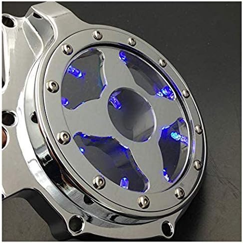 XKH- Blue LED Glass See Through Engine Stator Cover Compatible with Suzuki Gsx1300R Hayabusa 1999 2013 CHROMED Motorcycle [B07LCX6DB2]