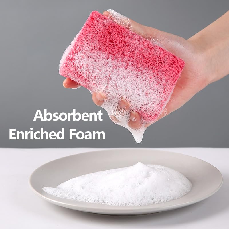 Image of 6 - Pack Non-Scratch Scrub Sponges - Sponges for Dishes and Washing Dishes, Cleaning Sponges for Kitchen Home Office, Magical 3D DIY Art and Craft Suppliers（Pink）