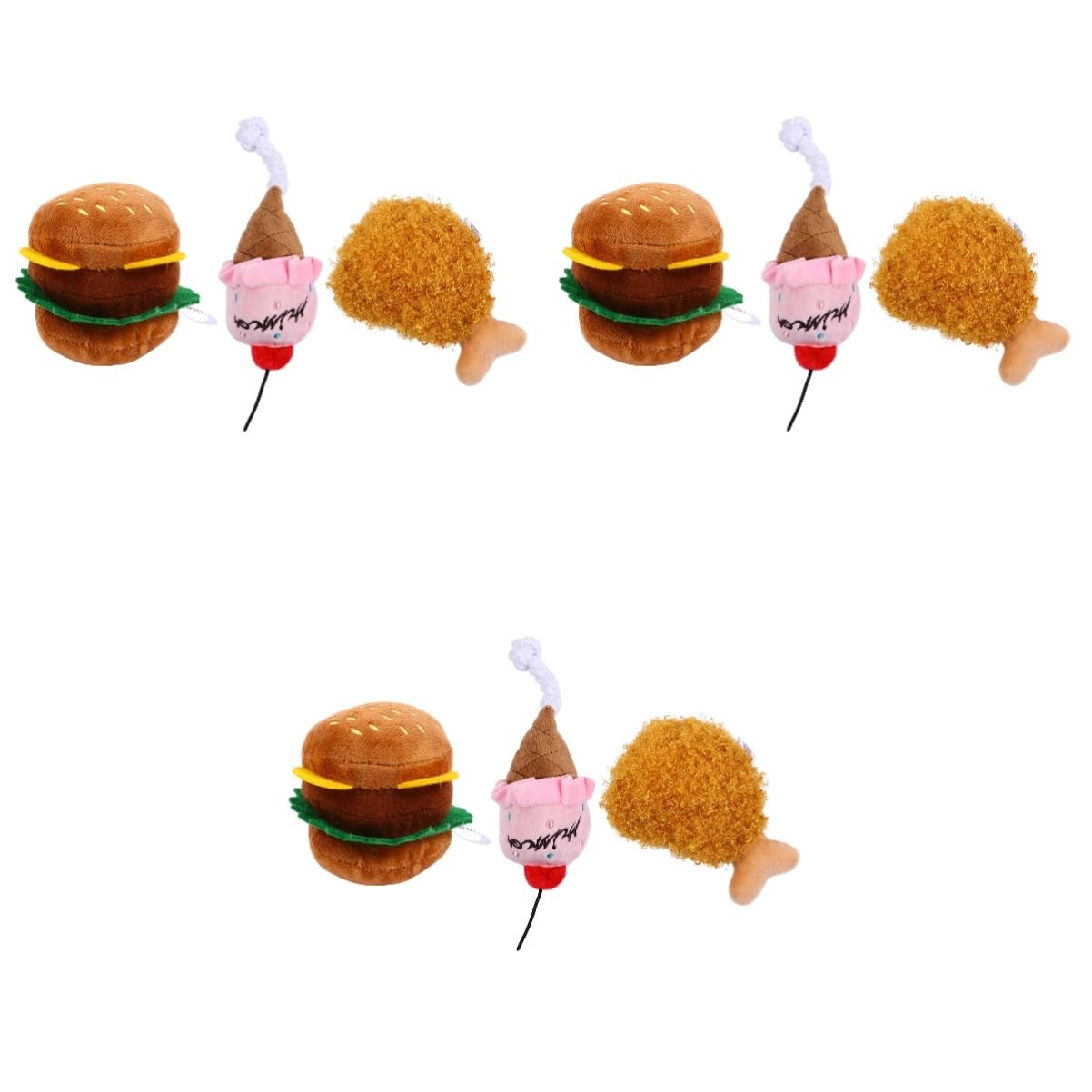 Mipcase 9stücke Teiliges Set Weichen Plüschspielzeugen Für Hunde Und Katzen Imitation Von Lebensmitteln Burger Hähnchen Eiscreme Mit Quietschfunktion Für Interaktive Spiele Und