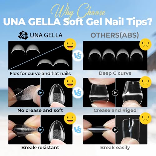 Image of UNA GELLA Extra Short Almond Nail Tips Full Cover 450PCS 15 Sizes