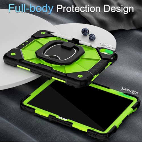 Image of Auizotl Case for iPad (A16) 11th Generation 11 Inch (2025) /iPad 10th Generation 10.9 Inch (2022) with Rotating Stand Screen Protector,Heavy Duty Shockproof Cover for i Pad 10th Gen Case,Black Green