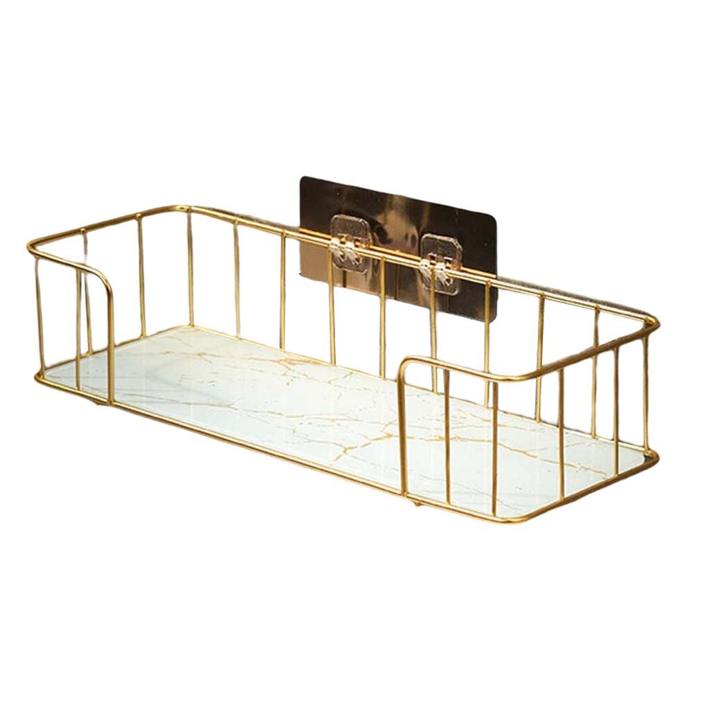 Duiaynke Bathroom Accessories Bathroom Shelf Multifunctional No Drilling Shower Caddy Organizer for Hotel Decor Small White Gold