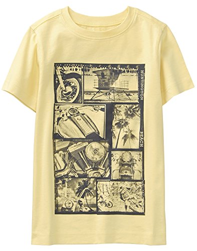 Crazy 8 Boys' Little Short Sleeve Crewneck Graphic Tee, Wax Yellow Moto Sketches, M