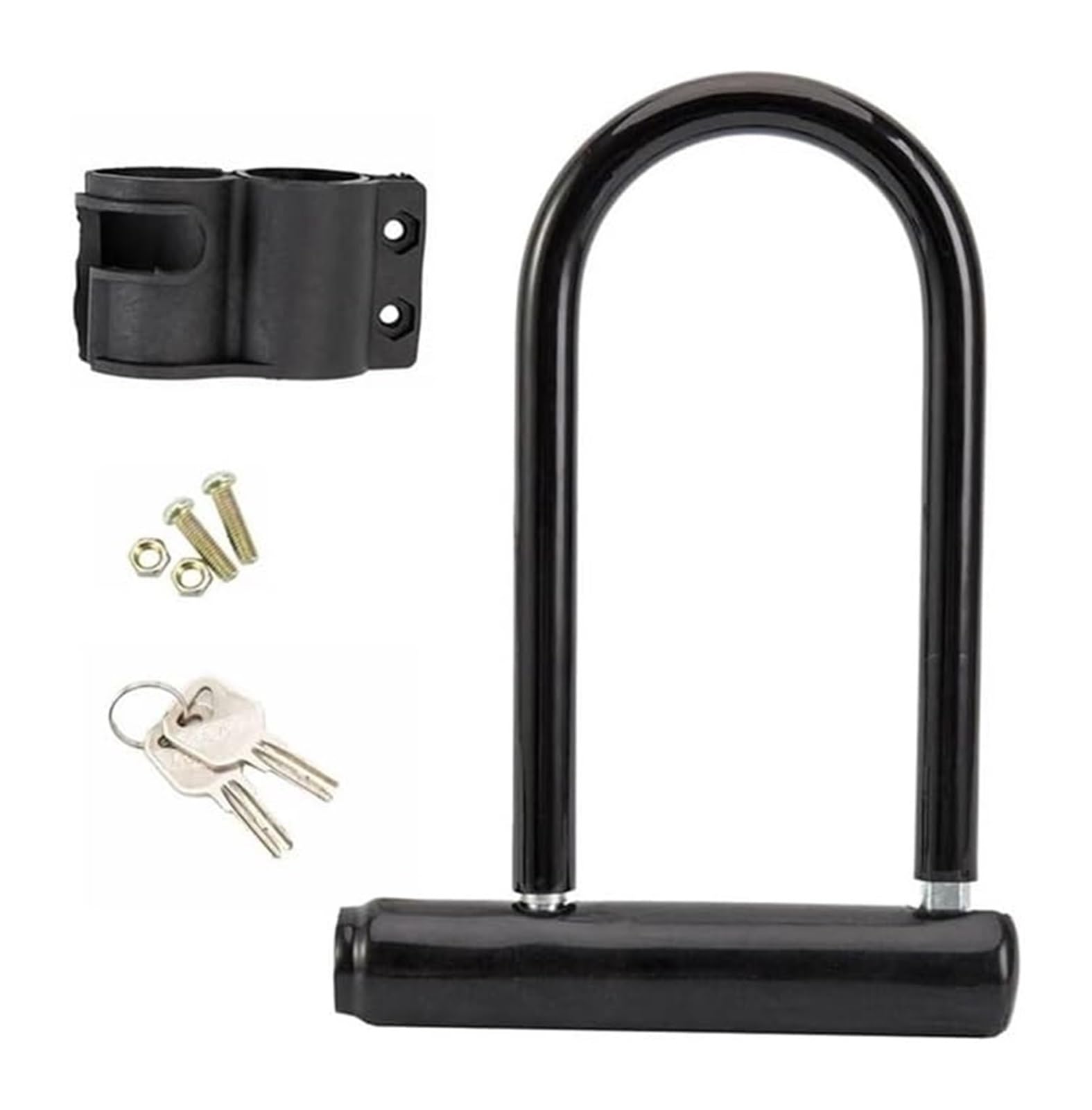 Giveduno 1 Set Bicycle Lock, Bicycle U Lock With Key 1/2 Set Black For Scooter Motorcycle 20Cm
