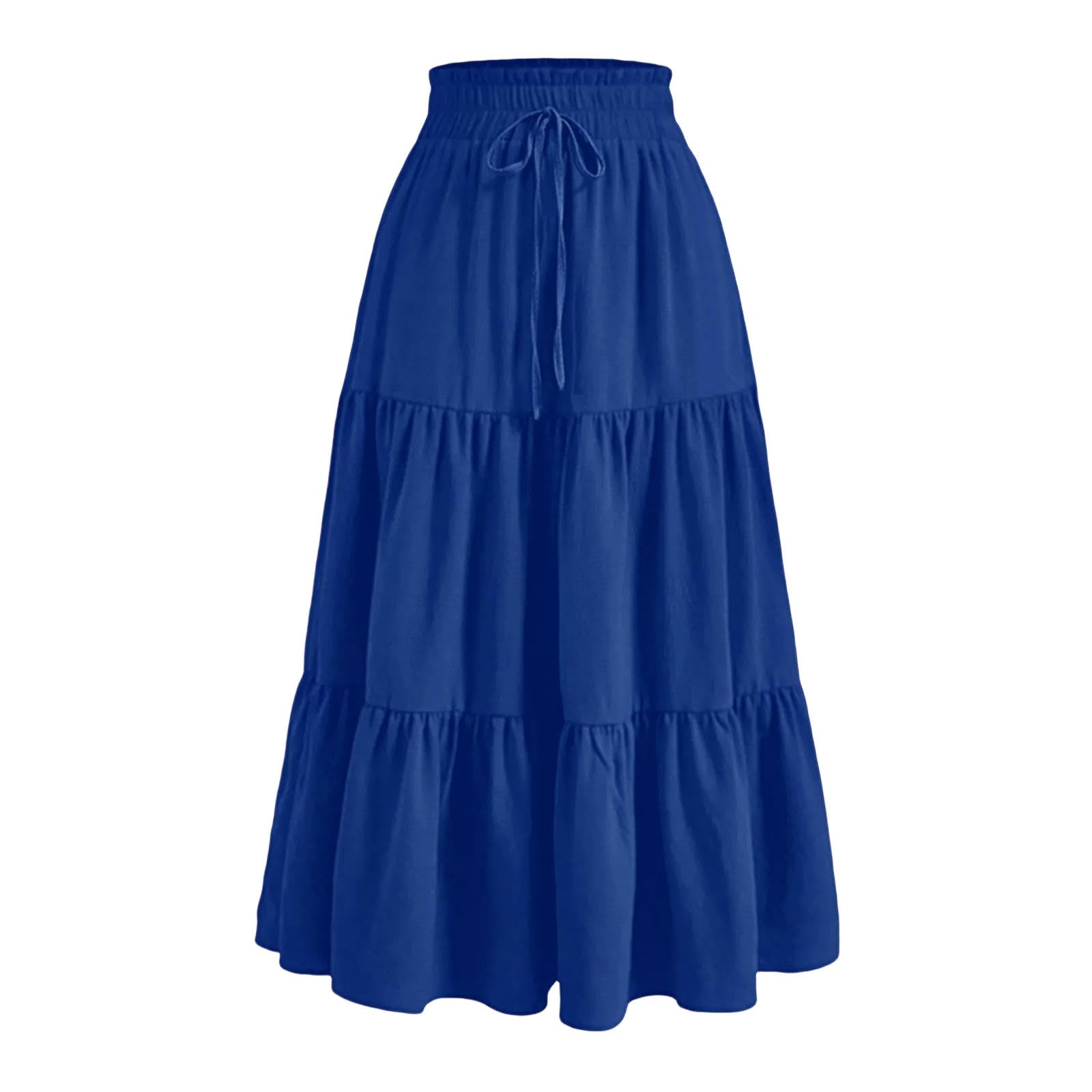 Gonna Lunga Retro Fiore Nuovo Stile Coreano Alta Vita Piegata A-Line Moda Casual Ufficio Signora Tutto-Match Temperamento Sottile-Grigio Scuro-l