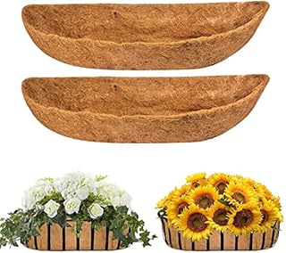 YUNSTK 2 Pcs Coco Liner Trough, 24 Inch Wall Mounted Planter Liner, Natural Coconut Fiber Hanging Basket Liners, Coco Fiber Replacement Liner for Window Box Planter, Wall Basket