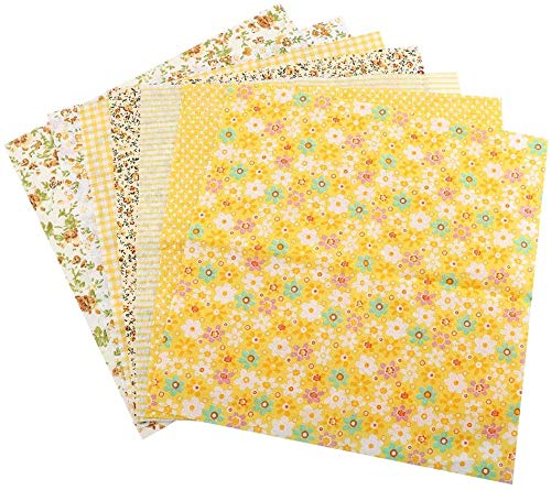 TOPINCN Tela de algodón Surtido Cuadrados precortados Suite Cuartos Paquete DIY Costura Scrapbooking Acolchar Set 7pcs 50 * 50 cm (Amarillo)