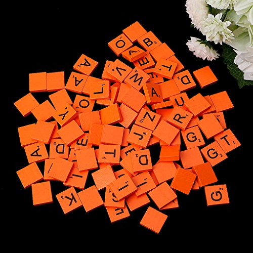 Zeaya 100 piezas fichas de madera coloridas Scrabble miniatura 4