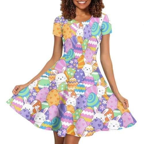 Image of Biyejit Women's Summer Casual Short Sleeve T-Shirt Swing Dress Crew Neck Plus Size S-4XL