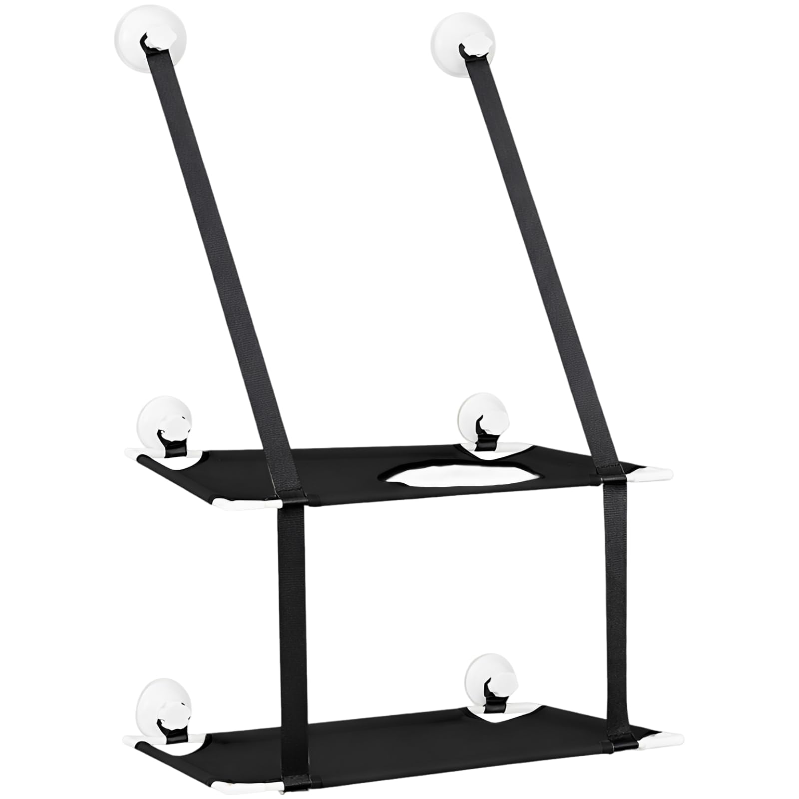 Hamac de fenêtre double couche noir pour chat, perchoir de fenêtre en maille respirante avec ventouses robustes, lit intérieur peu encombrant pour animal domestique