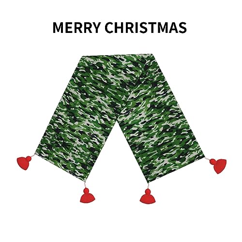 Chemin de table rustique vert camouflage pour protéger et décorer la table de Noël - 8