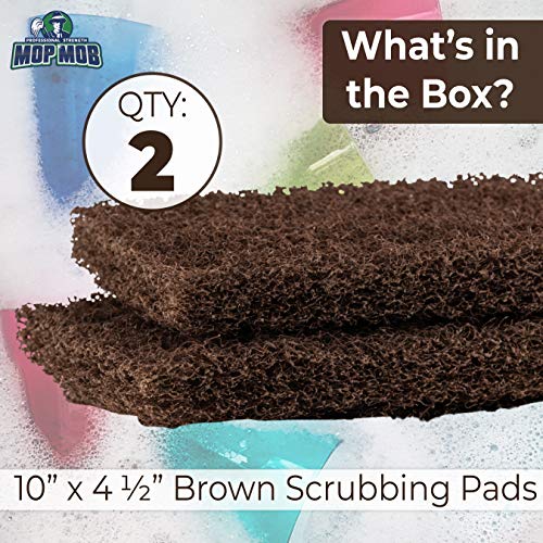 Heavy Duty Xl Brown Scouring Pad 2 Pack. 10 X 4.5In Large Multipurpose Nylon Scrubbing Sponges. Clean Bathrooms, Kitchens, Counters And Floors To Erase Grime And Make Surfaces Sparkle #TOP2