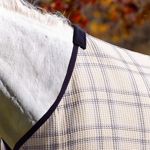 Image of Equinavia Luftig Waffle Cooler | 100% Cotton - Natural /Blue - 76 in