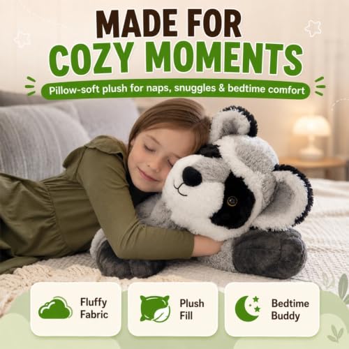 Image of BENINY Giant Raccoon Stuffed Animal 30 inch - Oversized Raccoon Plush Pillow - Fluffy Big Stuffed Racoon Toy Birthday Gifts for Kids - Sweet Companion