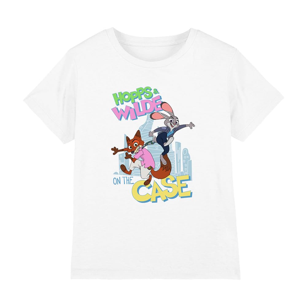 Disney Boys White Zootopia 2 Hopps And Wilde On The Case Kids T-Shir in Size 7 - 8 Years, Sports Direct