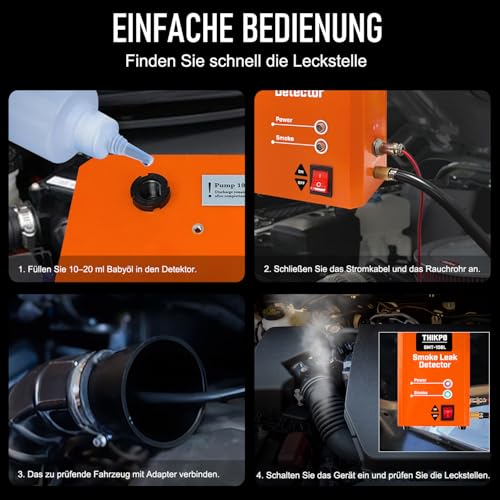 THIKPO EVAP Nebelmaschine Kfz 12V, Rauchmaschine Lecksuchgerät, Auto Kraftstoffleck Detektoren für Motorräder Schneemobile ATV Leichte Lastwagen Boote