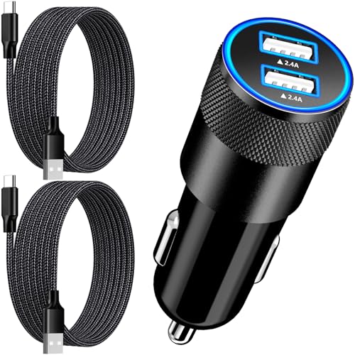 【Certifié Apple MFi】Allume Cigare USB C, Rombica 4.8A Double USB Charge Rapide Chargeur Voiture, Prise Allume Cigare 12V Avec 2Pack Câble Type-C Tissé...