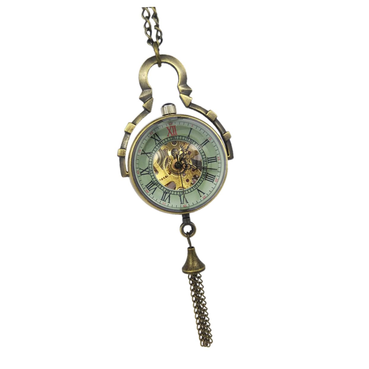 Orologio da Taschino e Stile Unico a Sfera Specchio Meccanico Vintage in Vetro e Catena da Collana, Design Creativo per Uomo e Donna