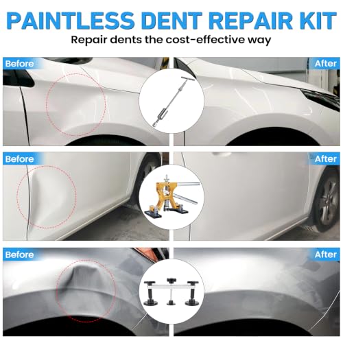 Image of ZEUSFIRE 134PCS Dent Puller Kit, Paintless Dent Removal Kit with T-bar Dent Puller, Golden Lifter, Bridge Puller, Dent Repair Kit for Car Dent Repair, Hail Damage Refrigerator Door Ding Repair