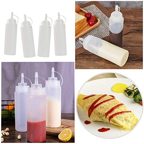 10 PCS 12 oz/360 ml Condiment Squeeze Bottles,Plastic Squeeze Bottles,Sauce Bottles with Cap Lids for Sauce,BBQ,Condiments,Oil,Liquids,Paint,Provide 21 chalkboard labels and 1 Chalk Marker