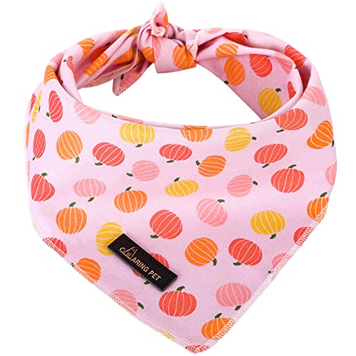 ARING PET Halloween Dog Bandanas, Cotton Pink Pumpkin Pet Bandanas Cute Triangle Bibs Scarf for Small Medium Large Boy Girl Dogs and Cats-L