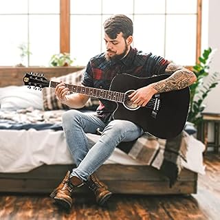 Vangoa 4/4 Guitare pour Gaucher Acoustique électrique Guitare Egaliseur 4 bandes avec débutants kits, 104 cm, Noir - Les Beatles, Paul McCartney, John Lennon, RIngo Starr, George Harrison Vangoa 4/4 Guitare pour Gaucher Acoustique électrique Guitare Egaliseur 4 bandes avec débutants kits, 104 cm, Noir – Image 2