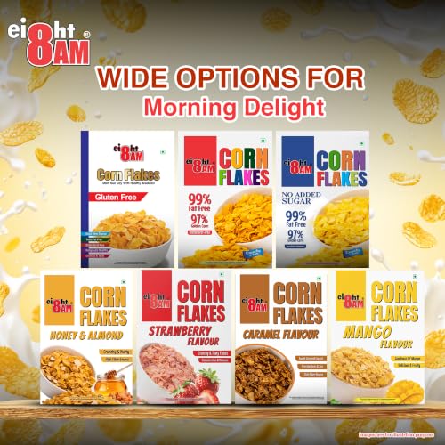 Image of 8:00 AM Corn Flakes Honey & Almond 300 Gram (Pack Of 3), No Cholesterol, Trans Fat, Artificial Additives, Source Of Fiber, Iron & Calcium, Crunchy & Nutritious Whole Grain Breakfast Cereal