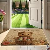 Photo Gallery zerbino con scritta "happy easter", grazioso orso, cestino di uova, per esterni e interni, decorazione primaverile, in gomma, impermeabile, antiscivolo, assorbe la polvere, facile da pulire, 73 x 43 Photo Gallery zerbino con scritta "happy easter", grazioso orso, cestino di uova, per esterni e interni, decorazione primaverile, in gomma, impermeabile, antiscivolo, assorbe la polvere, facile da pulire, 73 x 43