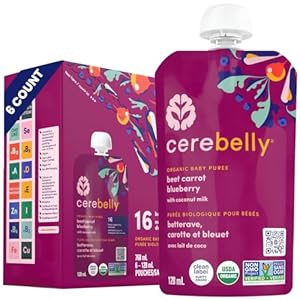 Cerebelly Organic Baby Food Pouches – Beet Carrot Blueberry, 128 ml, Pack of 6 | Non-GMO, No Sugar Added