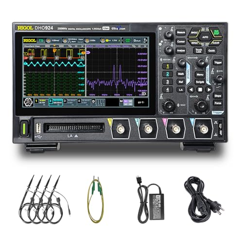 Image of RIGOL Digital Oscilloscope DHO924 250 MHz 4-Ch + 16 Digital 1.25 GSa /s 12-bit 50 Mpts UltraAcquire 1,000,000 wfms /s 7 inch Touch LAN /USB /HDMI Web Control SCPI for High-Speed Debug
