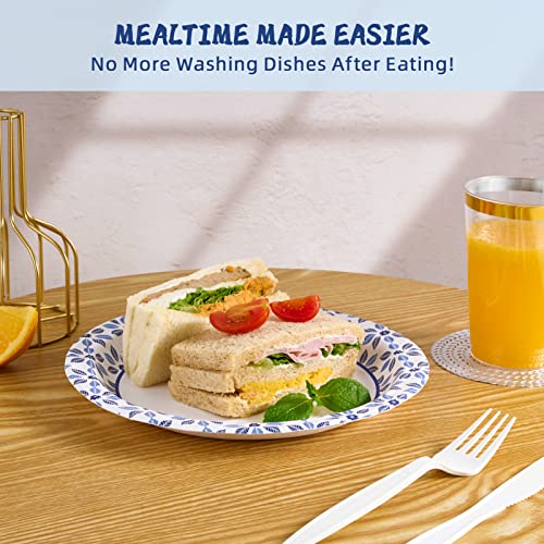 Jolly Chef 8.37 Inch Paper Plates 280 Count Soak Proof, Cut Proof, Microwave Safe Heavy Duty Printed Disposable Plate For Everyday Use #TOP2