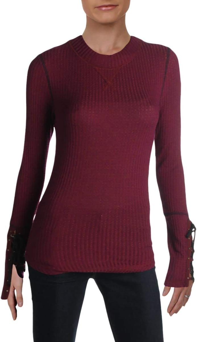 Free People Womens Mountaineer Thermal Lace-up Thermal Top Purple XS