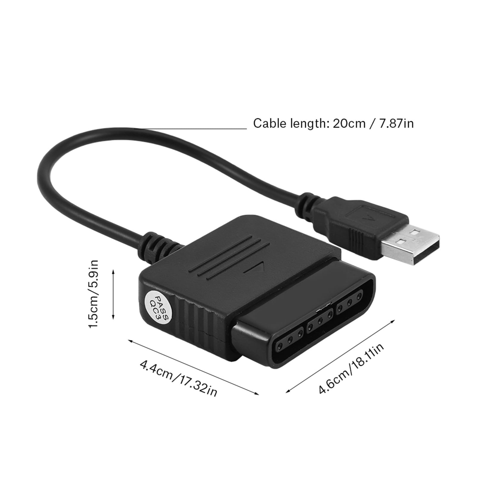 Tissting Adattatore Controller PS2 a USB, Convertitore Cavo per Controller PS3/PC, Materiale ABS, Compatibile con PS2, PS3, PC per Giocatori di Videogiochi